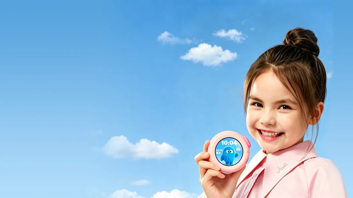 Happy child with AI companion